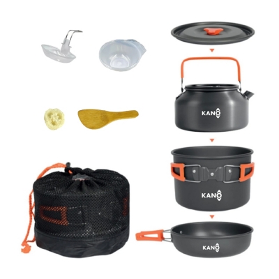 Set Cocina Ollas Cocinilla Tetera Camping DS-308