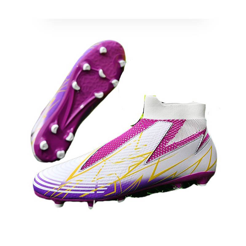 BLWOENS Zapatos de futbol AG suela de goma para hombre y Mujeres-Violeta.