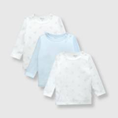 COLLOKY - Camiseta de bebé niño de algodón 3 pack celeste (0 a 24 meses) 0-3 meses