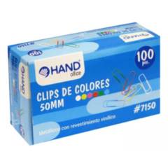 HAND - Clips Metálicos De Colores 50 mm Caja De 100 Unidades Hand