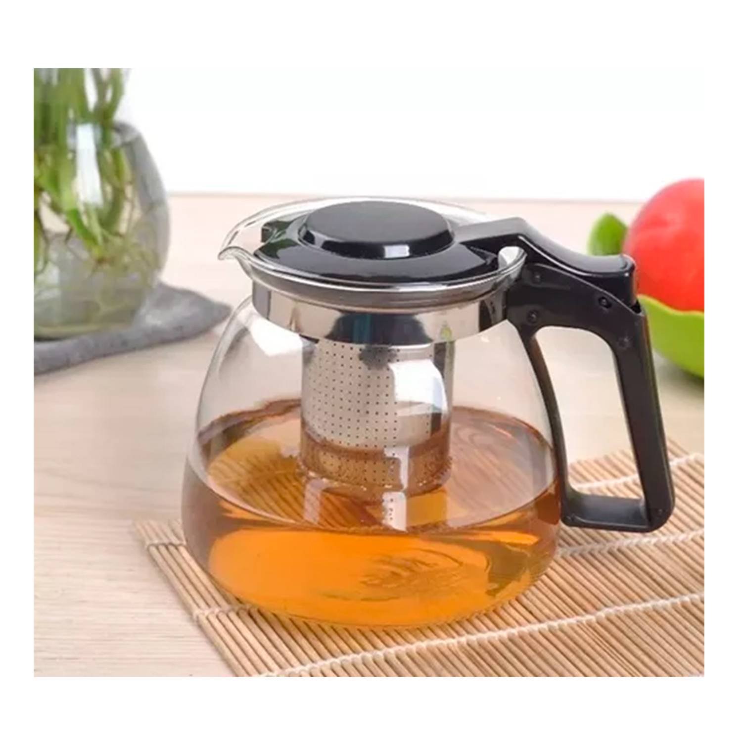 Tetera De Vidrio De 900ml Con Infusor De Acero Te Cafe Hebra