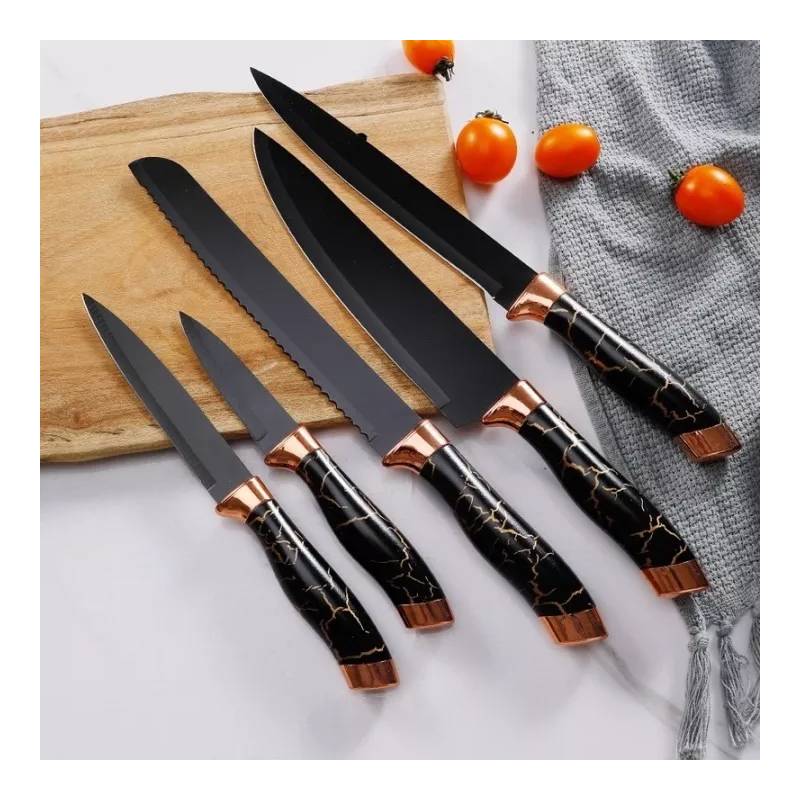 Set Cuchillos Cocina Chef Acero Inoxidable 6 Piezas Negro