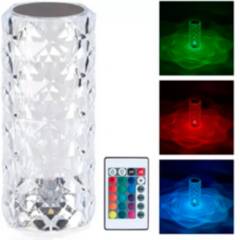 ESHOPANGIE - Lámpara Velador Adorno De Cristal Rosa Diamante Tactil Usb
