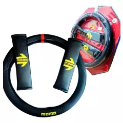 MOMO - Kit Cubre Volante Eco Cuero + Cubre Cinturón Momo