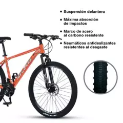 ATLETIS - Bicicleta Mountain Bike Apex Aro 27,5" 21 Vel Hombre Naranja