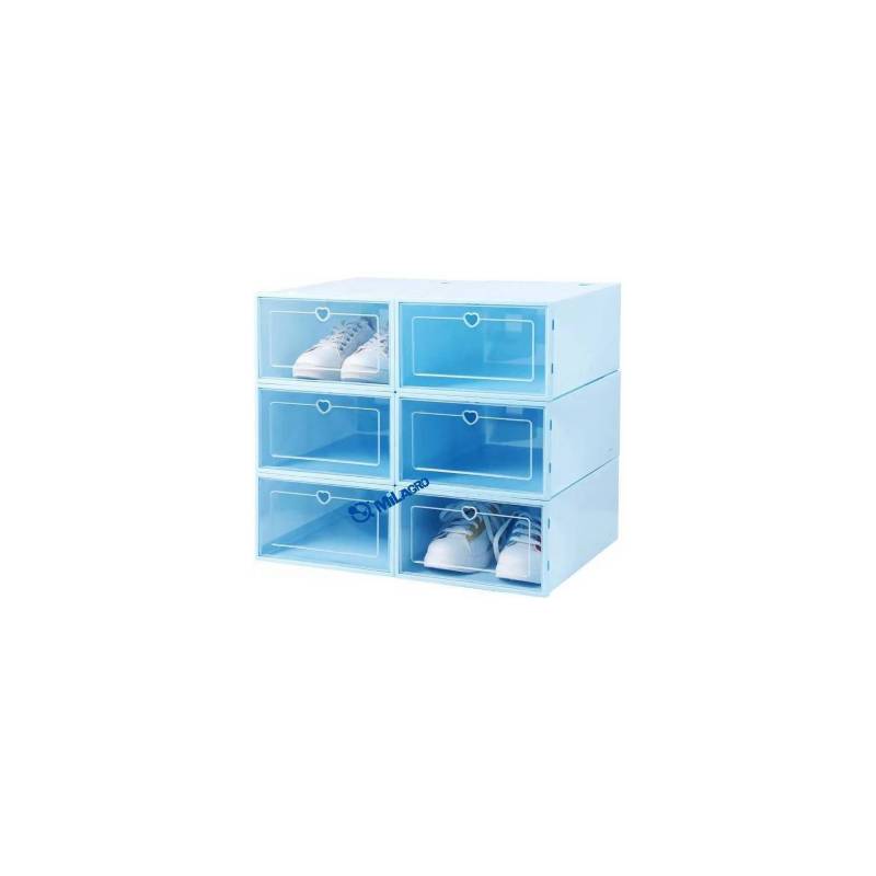 ORGANIZADOR DE ZAPATOS APILABLES ABATIBLES - Pack 06 und -BLANCO