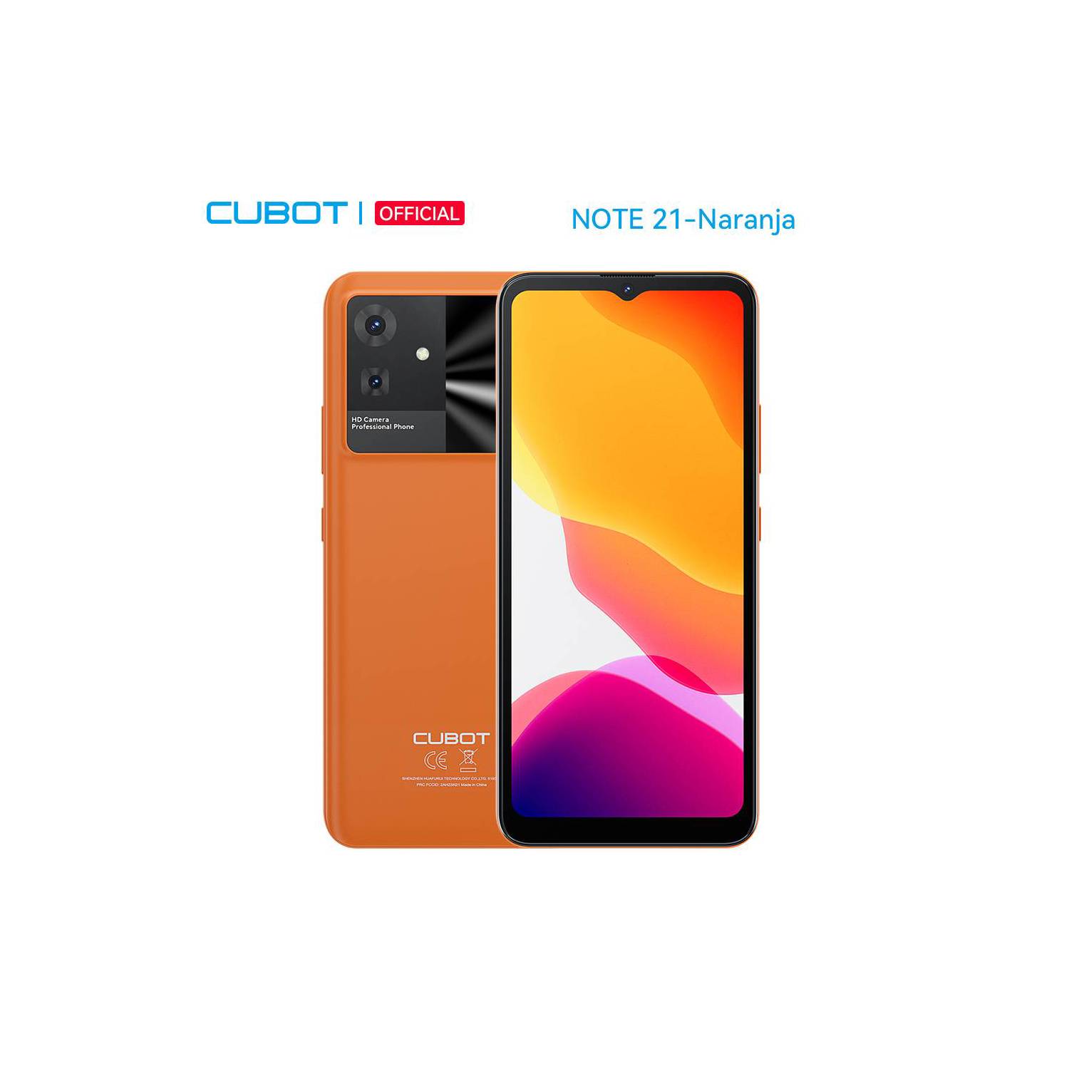 Smartphone Cubot Note 21 128gb y 6 gb de ram naranja