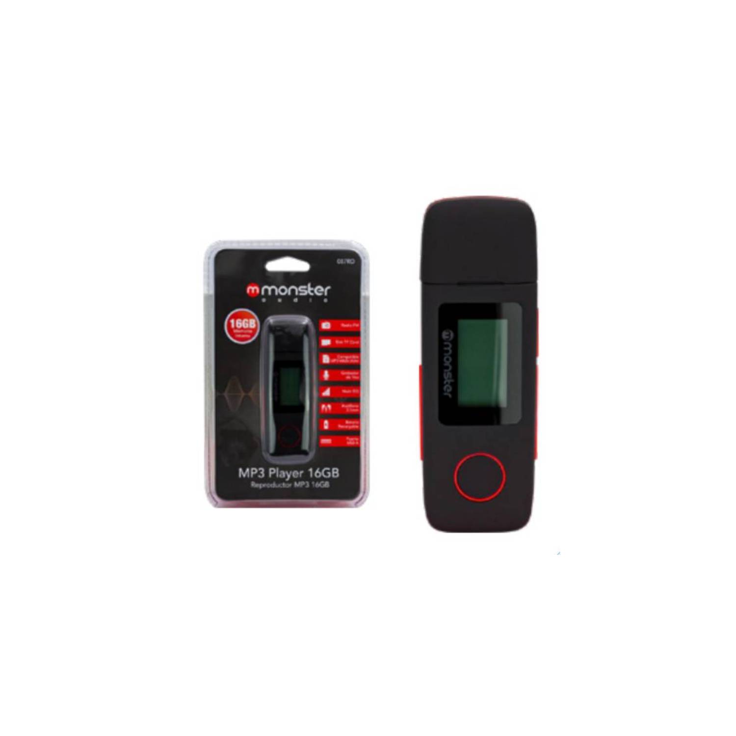 REPRODUCTOR MP3 16GB MONSTER 087RD - Fotosol