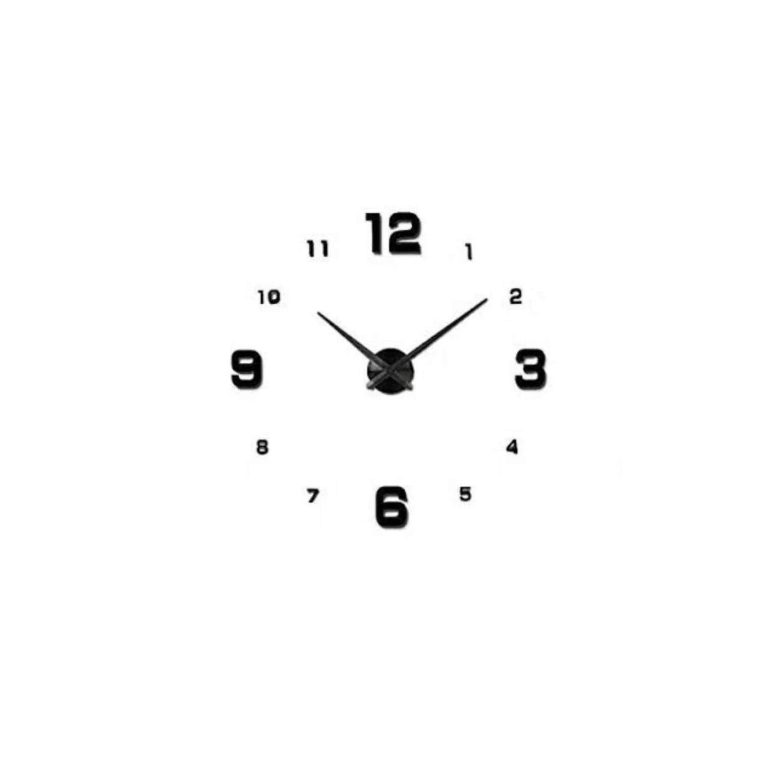 Reloj De Pared 3d Grande Números Negros Color de la estructura Negro