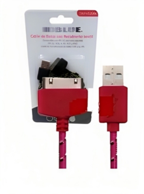 CABLE USB TEXTIL  2.0 IPOD/IPHONE/IPAD MODELO 2G/3GS/4GS RED