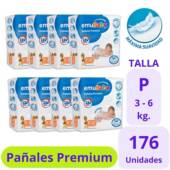 Emubaby 8 paquetes Pañales Premium Talla RN, total 320 pañales