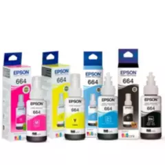 EPSON - Pack de 4 Botellas de tintas T664 para impresora Epson