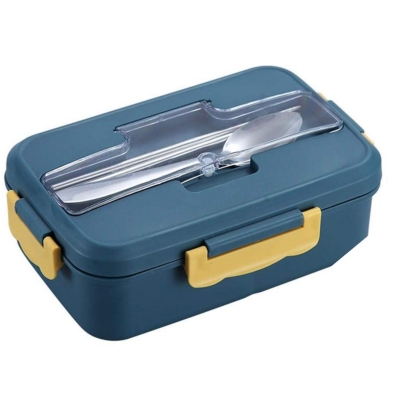 Topper Comida Lunch Box con cuchara palillos Azul