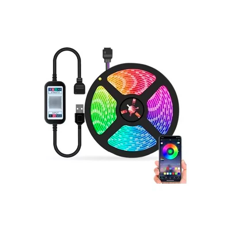 GENERICO - Tira Cinta Luces Led RGB Con Bluetooth 5 Mtrs