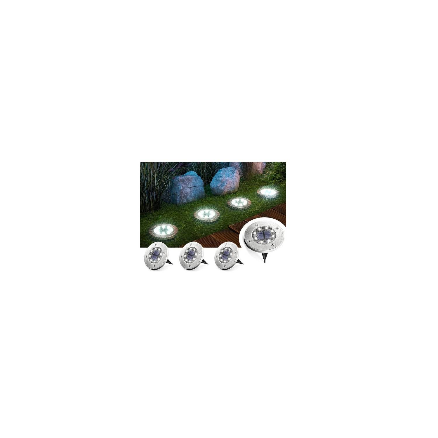 GENERICO Pack X4 Luz Led Solar Con Estaca Exterior Jardin 8 Led