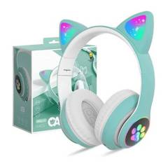 GENERICO - Auriculares audifonos para juegos de color verde con orejas de gato