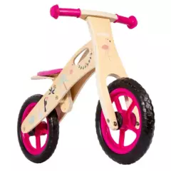 BEBESIT - Bicicleta De Equilibrio Aprendizaje Madera Flamenco Rosa