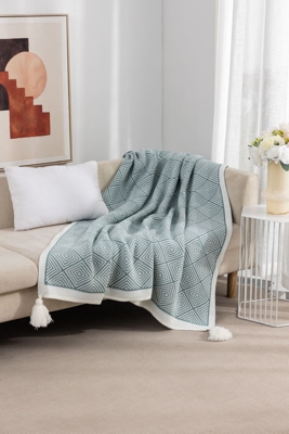 ANGELES DEL HOGAR Mantas para Sofa con Diseño y Borlas 130x150cm