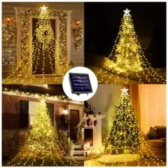 GENERICO - Luz Cortina Solar Arbol De Navidad Estrella Guirnalda Luces calidas