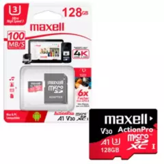 MAXELL - Tarjeta de memoria MicroSD 128GB Maxell + Adaptador 100MB/s