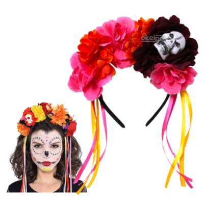 Cintillo Diadema Flores Catrina/frida Kahlo Halloween