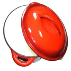 AVACANAO - Olla hierro fundido esmaltada roja con tapa