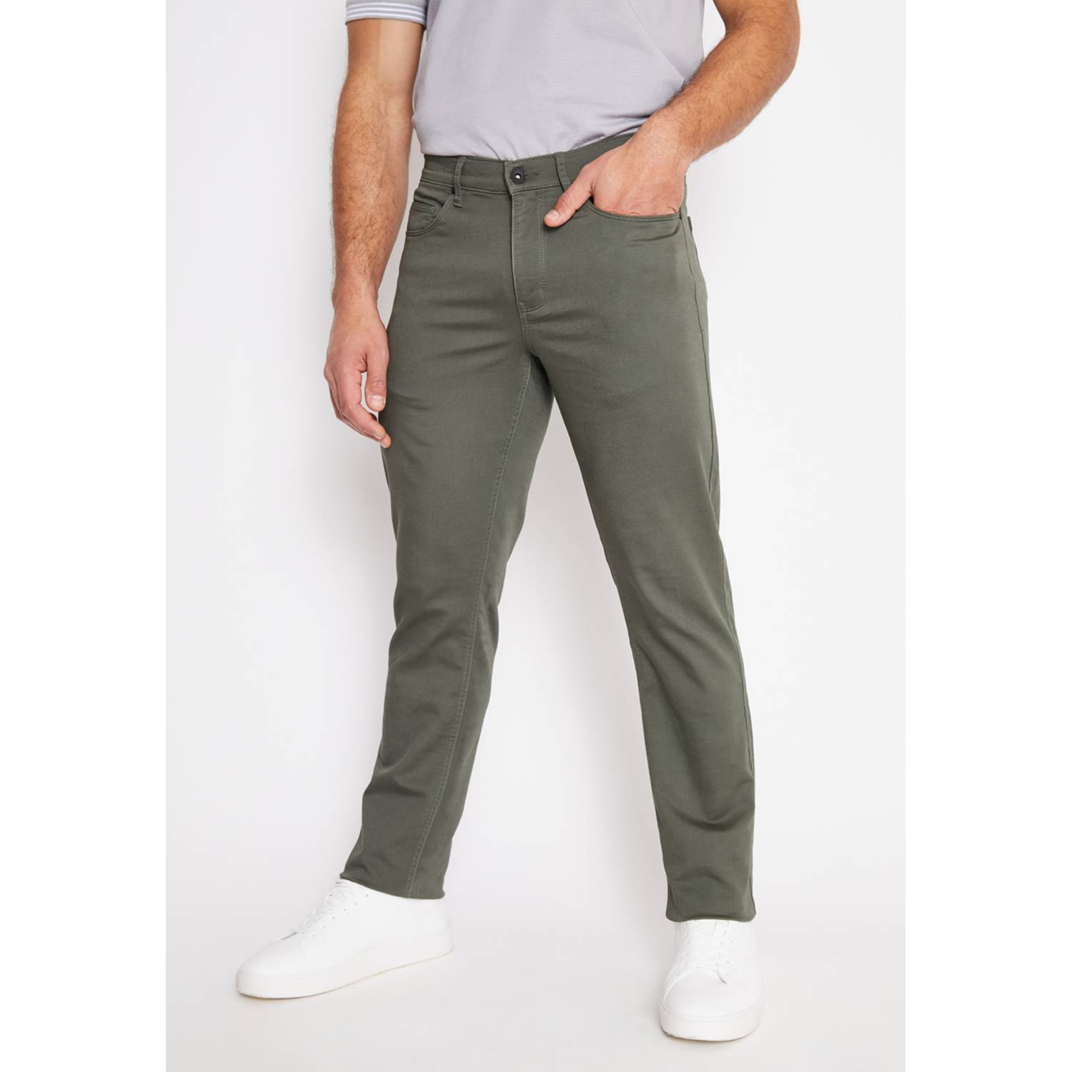 Pantalón Hombre Casual 5 Bolsillos Verde Militar PERRY ELLIS