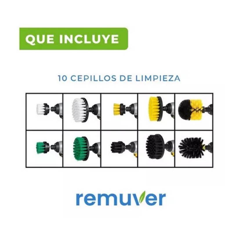 GENERICO Kit 4 Cepillos para Taladro Limpieza Tapiz 4 Pulgadas