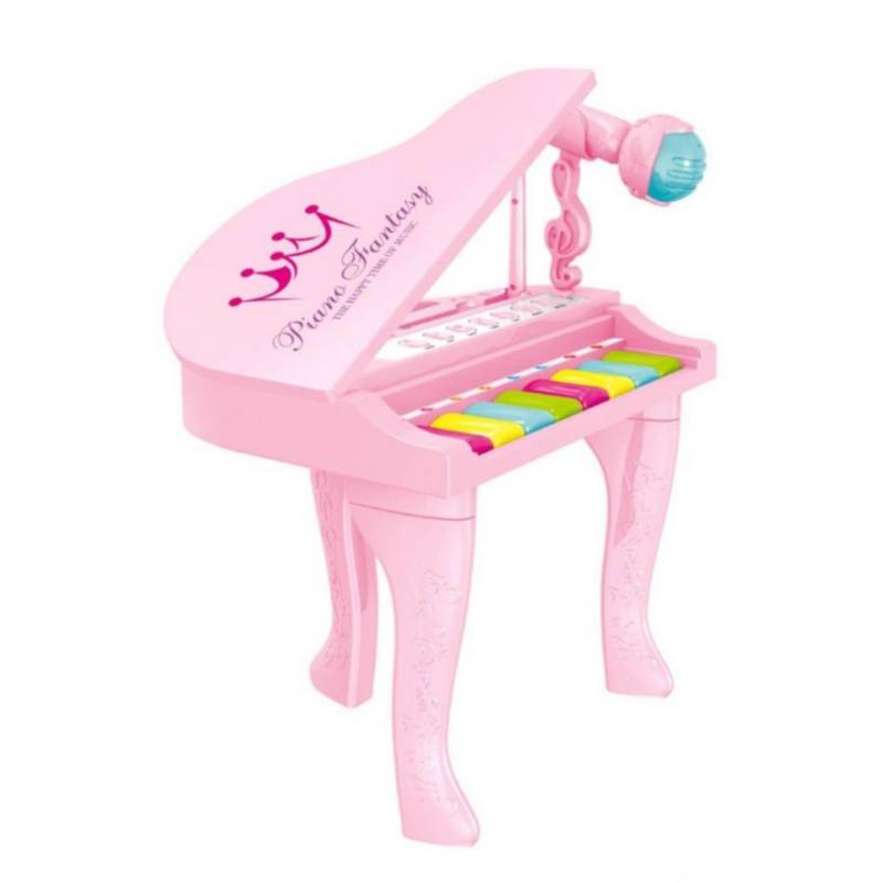 Piano Infantil con banco y microfono Rosa