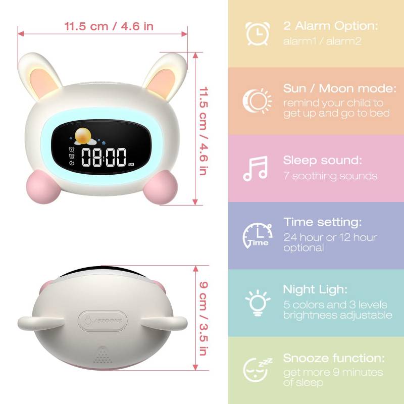 Aoreun Despertador de Conejo, Despertador Digital Infantil