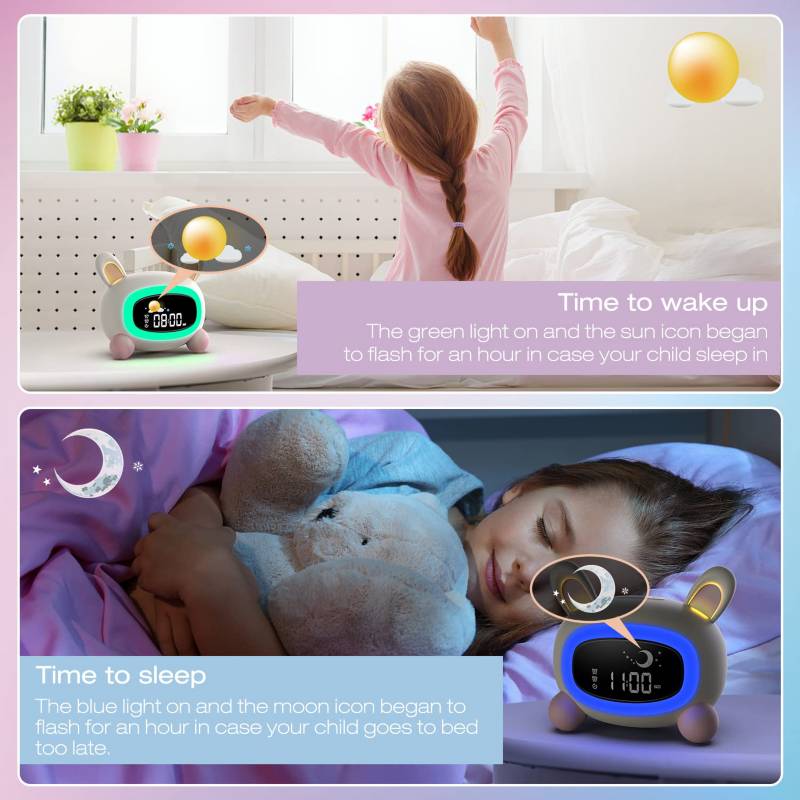 GENERICO Reloj Despertador Infantil De Digital Con Luces Nocturnas Forma  Conejo