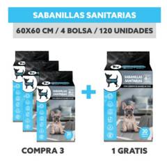 PETLOUNGE - Pack  Ahorro Sabanillas -  120 Unidades - 60 x 60 cm