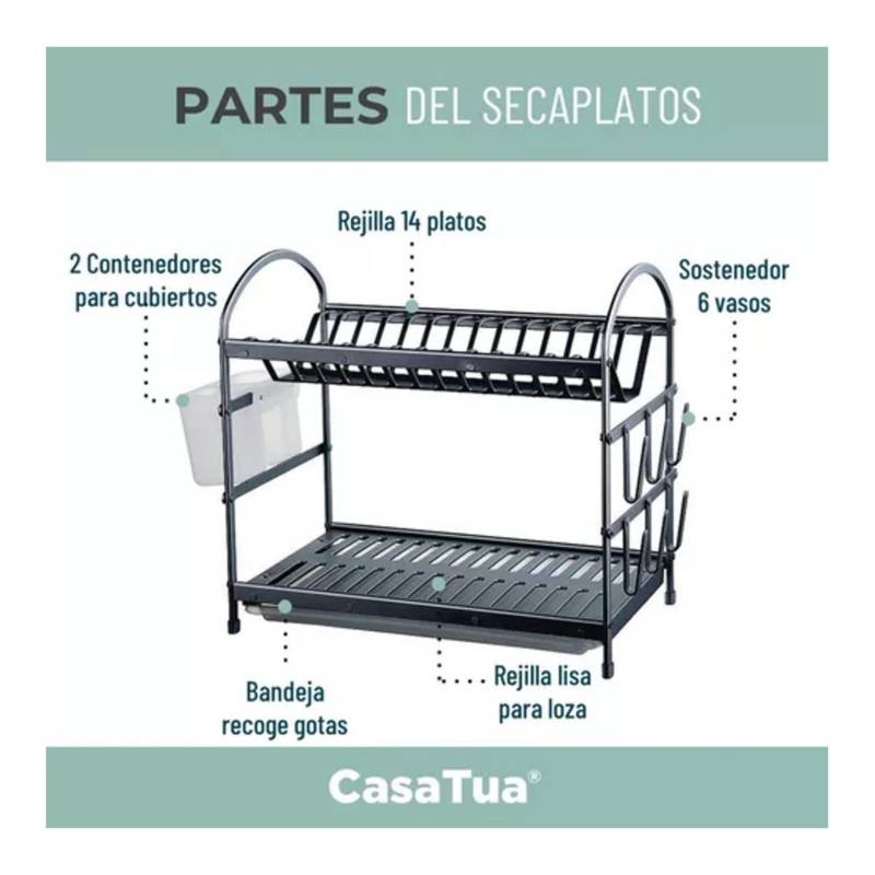 Secador De Platos Aluminio Premium 2 Niveles – CASA Y QUINCHO