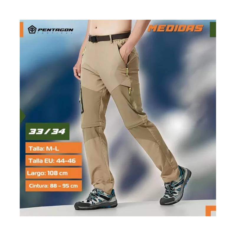 Pantalon Trekking Mujer Secado Rapido Desmontable Negro