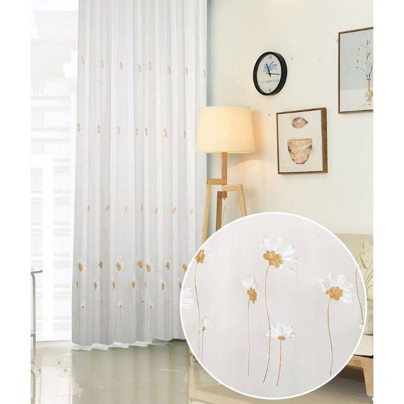 GENERICO Visillos blancos con diseño Floral 230x140cm