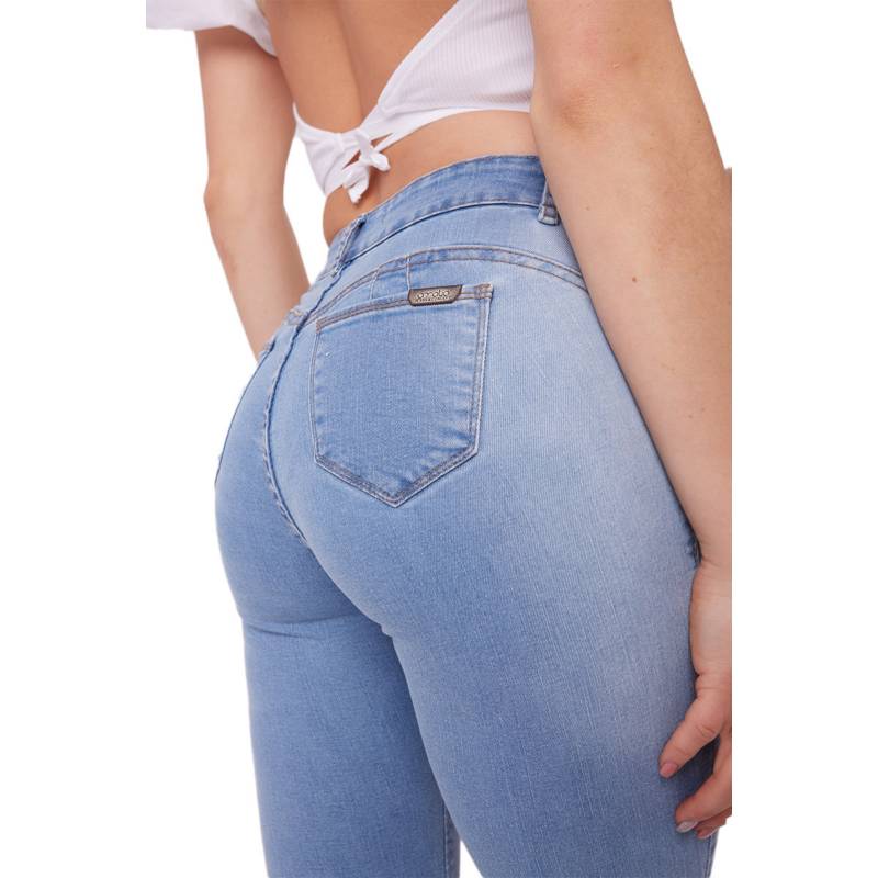 Jeans Para Mujer Pretina Ancha Azul Mas Que Medio