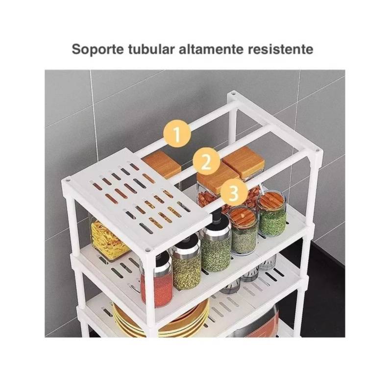 Estante organizador multiusos de 4 niveles Blanco GENERICO