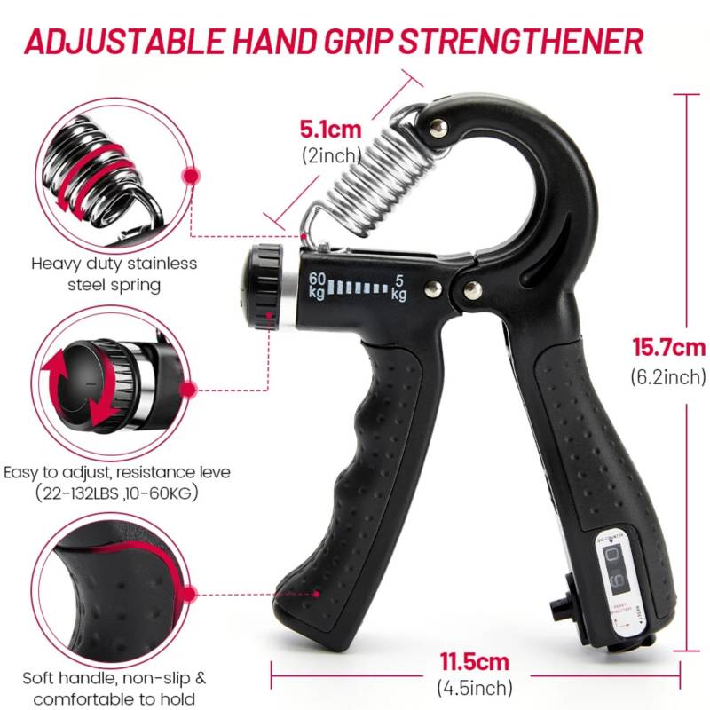 Hand Grip Ejercitador De Manos Fitnics Ajustable 5 A 60 Kg FITNICS