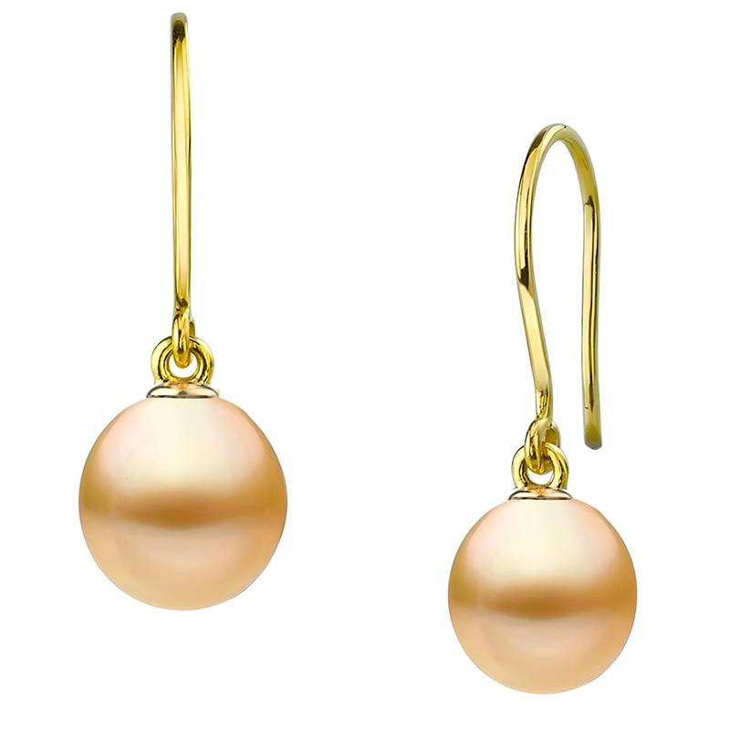 BOOMZAIR Pendientes de oro 14k con perlas doradas AAA | falabella.com