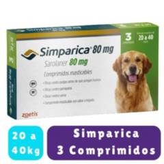 GENERICO - Simparica (80mg) 3 comprimidos - Perros entre 20 a 40kg