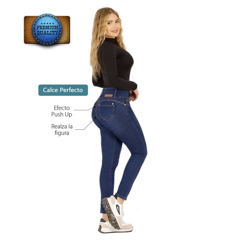 Jeans Full Push Up Levanta Cola Corte Colombiano Calce Perfecto