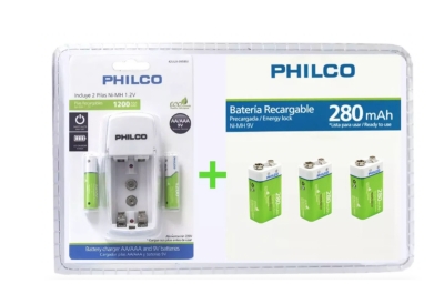 CARGADOR PILAS AA/AAA RECARGABLES 1200 MAH - Philco Chile