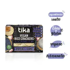TIKA ARTESAN FOODS - Vegan Rice Crackers Amapolas  Sésamo 100g 100g - Tika