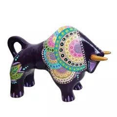 CREA TALLER - Toro decorativo de cerámica Morado