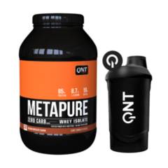 QNT - Proteína Metapure Whey Isolate Zero Carb Chocolate 908G + Shaker QNT Black 600 Ml