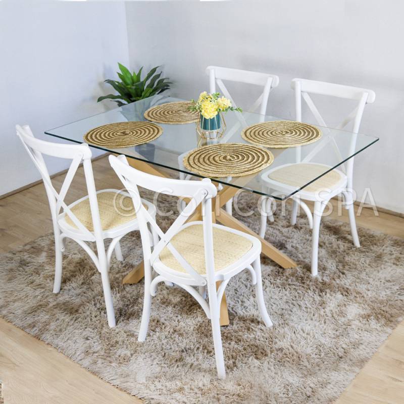 Mesa Comedor Industrial + Silla Crossback Madera