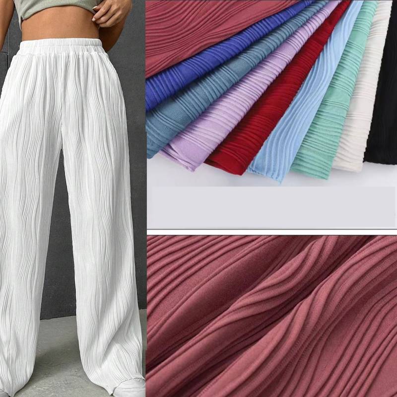 GENERICO Pantalones anchos de cintura alta elásticos con botones para mujer-rojo.…