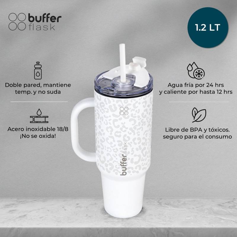 BUFFER FLASK Vaso Termico Mug Buffer 1,2 Lt Inox Frio Calor - Crema