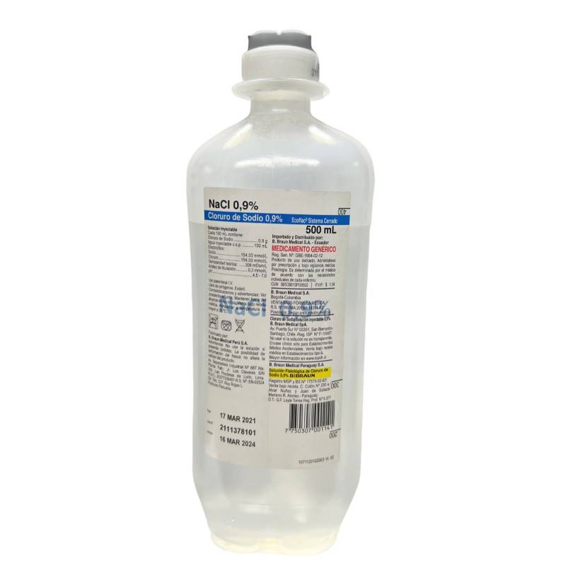 SUERO FISIOLOGICO 500 ML : : Belleza