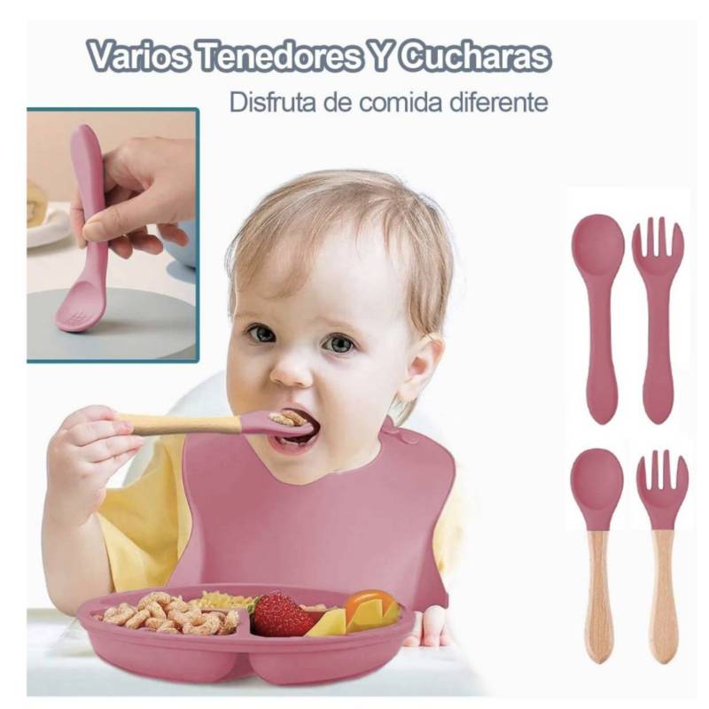 Set De Cucharas De Silicona Para Bebe - Dinosaurio